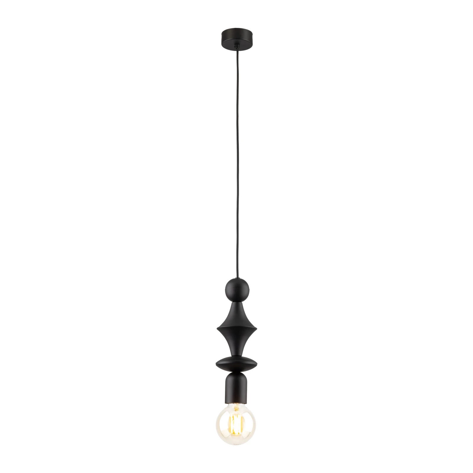 Pendant light E27 - slim tower shape, black finish