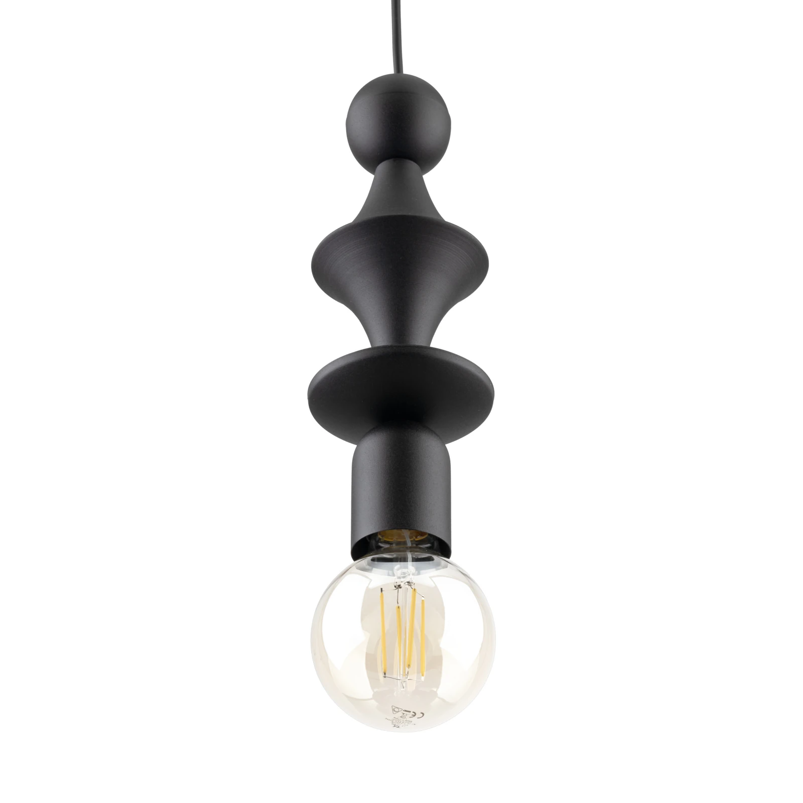 Pendant light E27 - slim tower shape, black finish