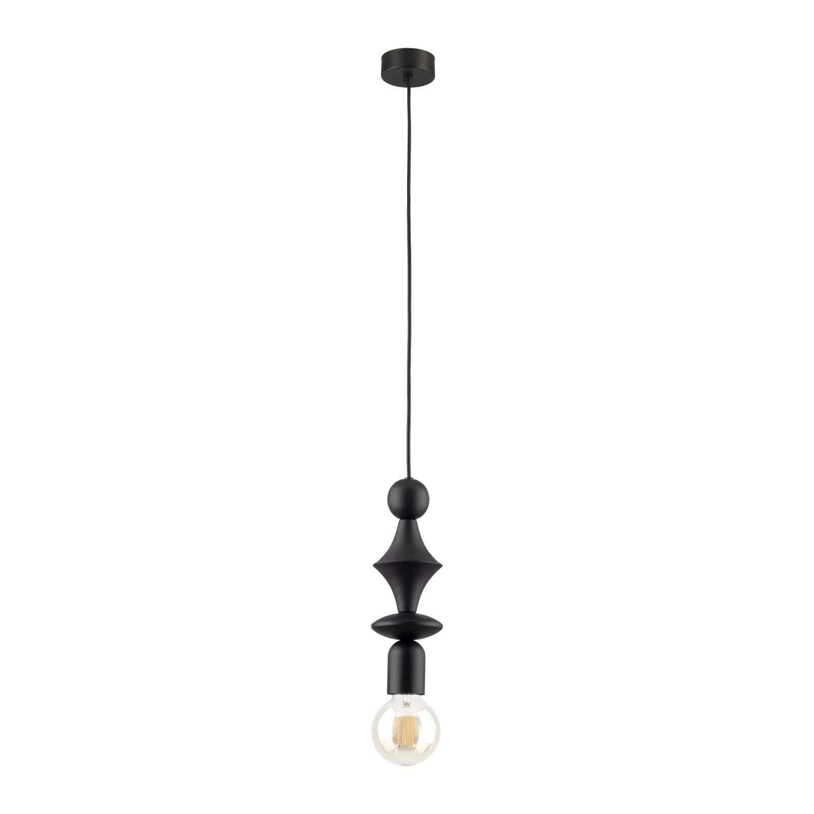 Pendant light E27 - slim tower shape, black finish