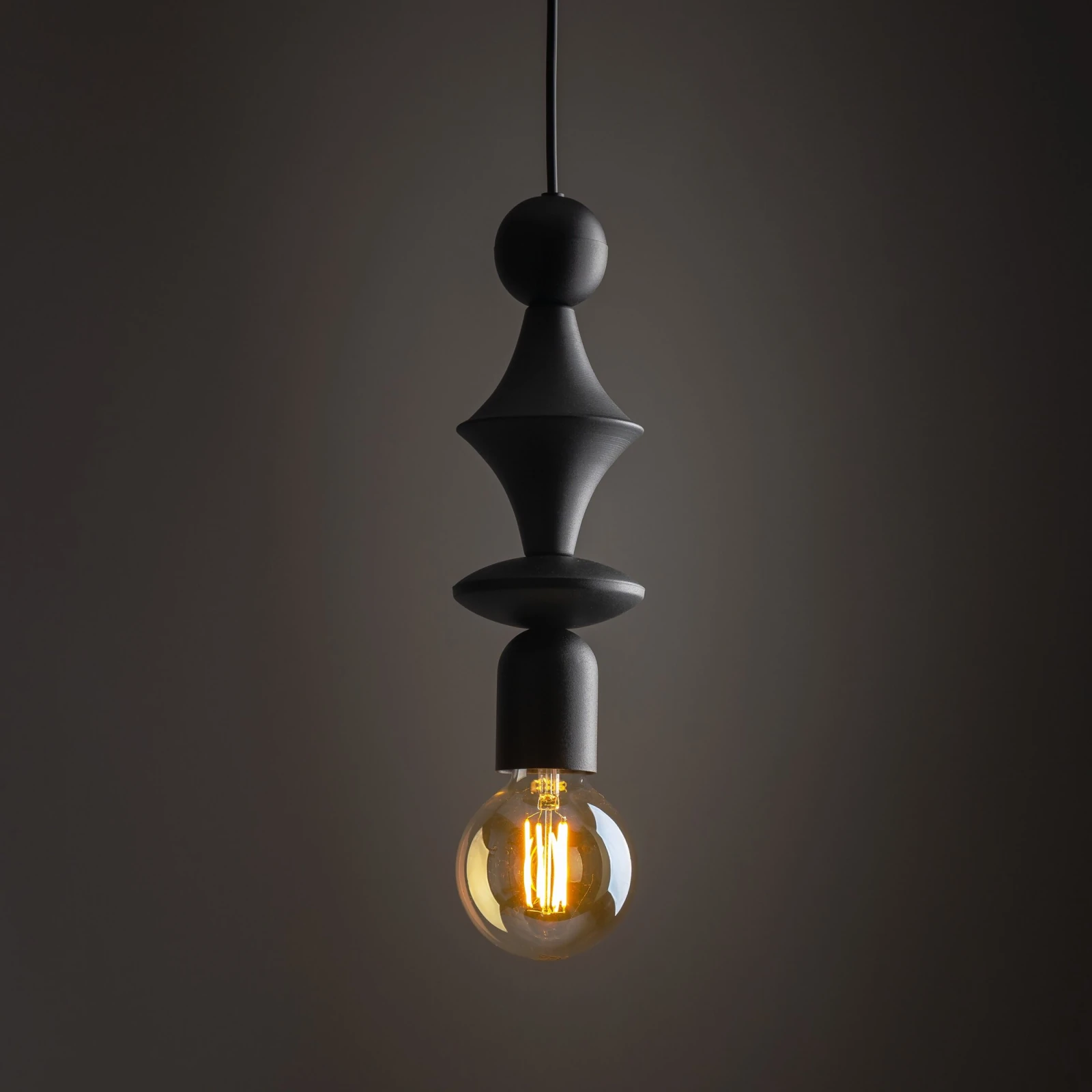 Pendant light E27 - slim tower shape, black finish