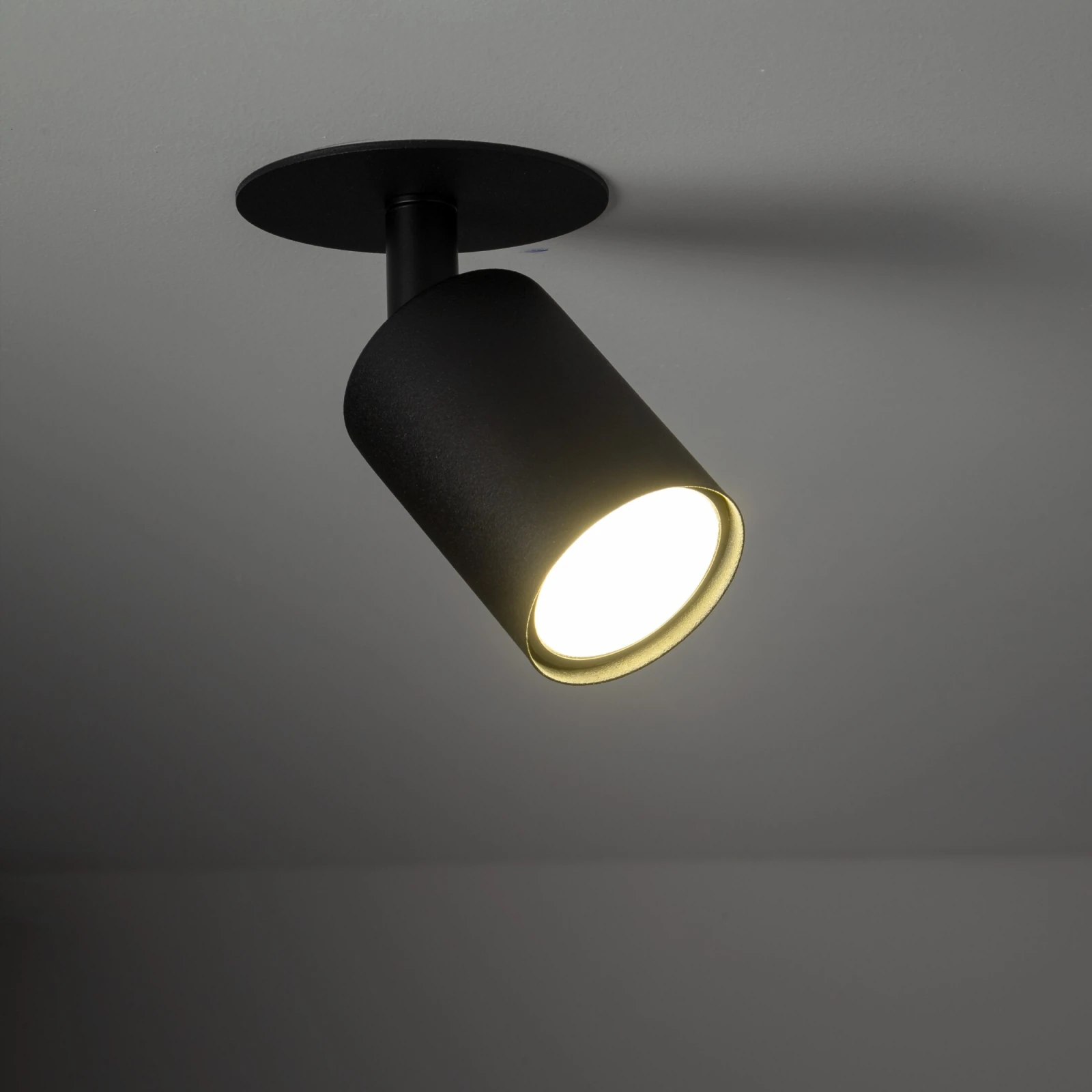 Recessed wall light 10 W – round, black, GU10 adjustable
