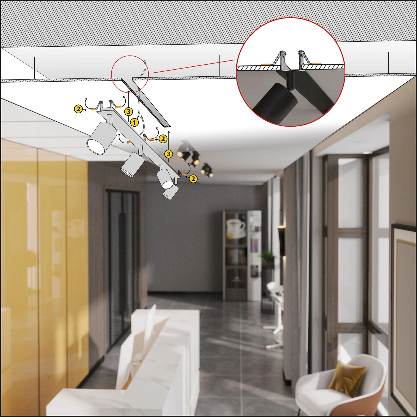 Recessed ceiling light NEX 4xGU10, black, adjustable