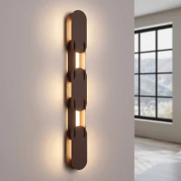 Sieninis šviestuvas 91 cm – linijinis, rudas, reguliuojamas LED - Nuotrauka 1