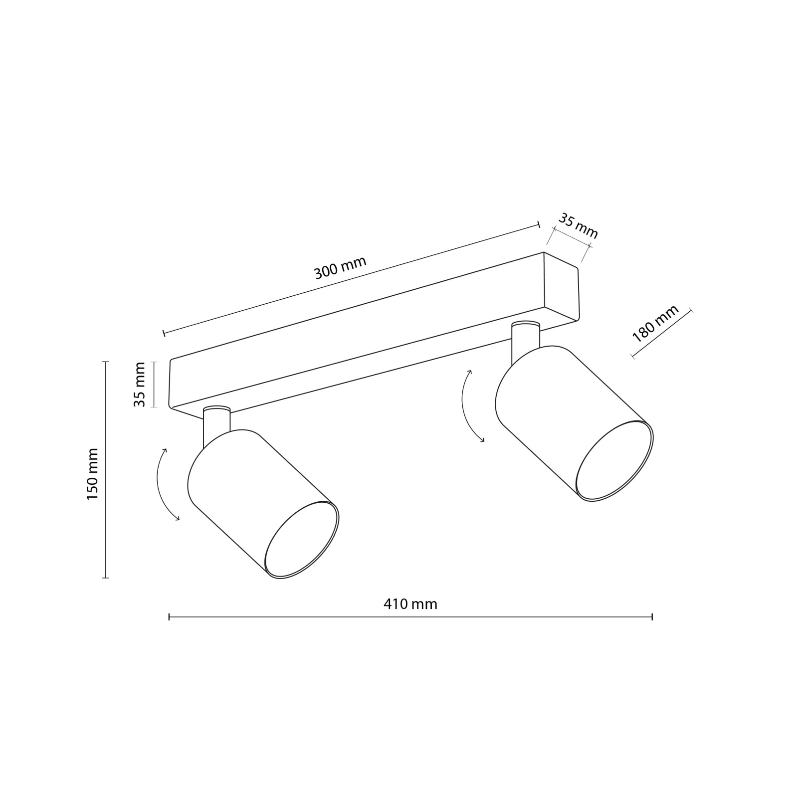 NEX ceiling light 2xGU10 – linear, black, adjustable