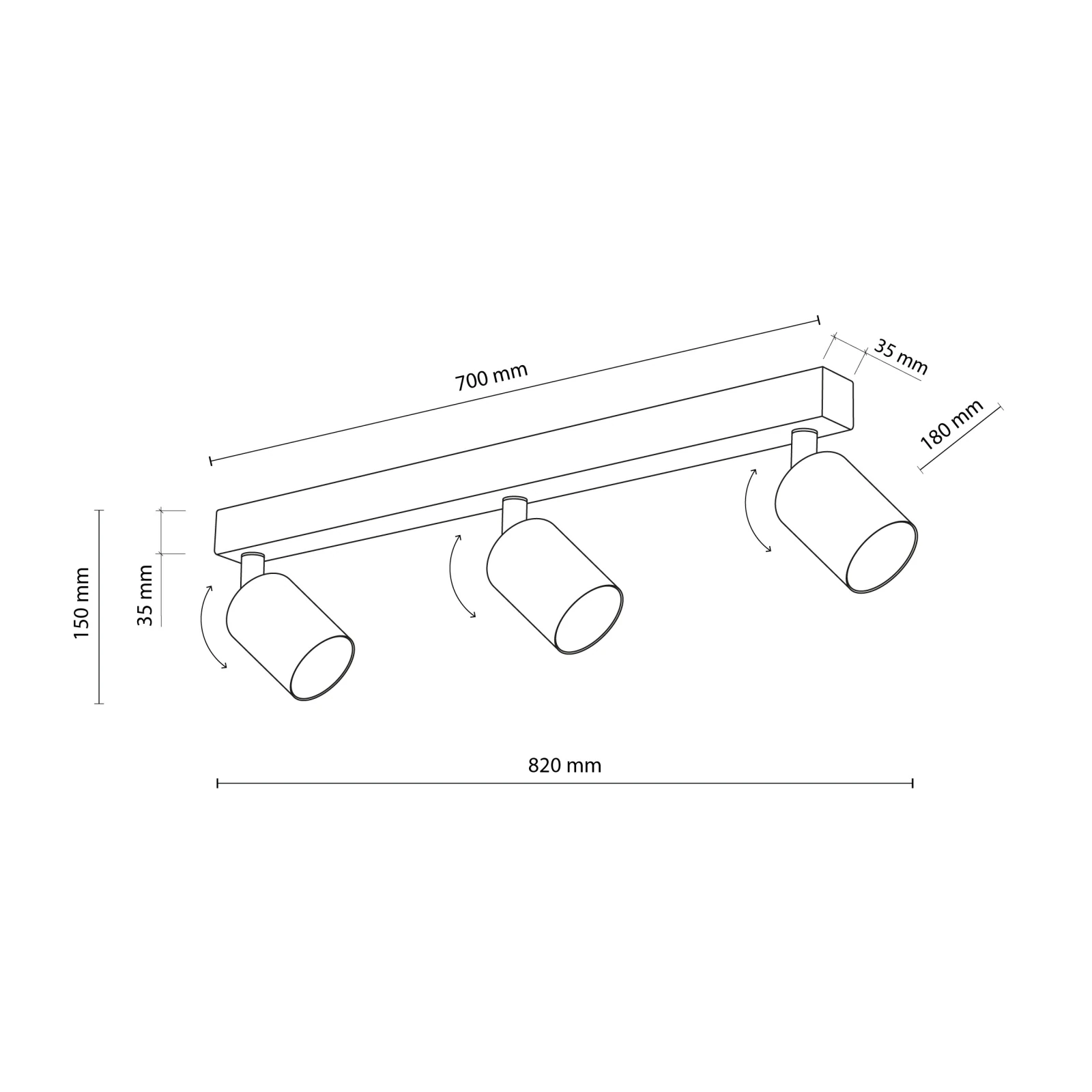 Ceiling light 3xGU10 – linear, beige, adjustable