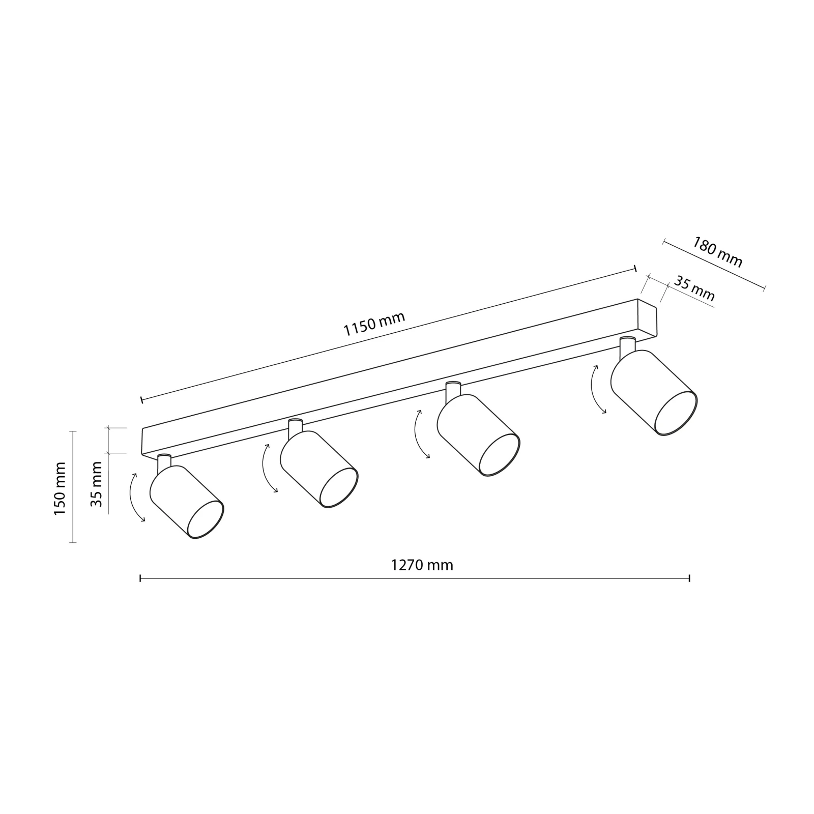 Ceiling light 4xGU10 – linear, beige, adjustable