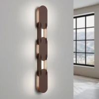 Wall lamp 91 cm – linear, brown, DALI dimmable - Image 1
