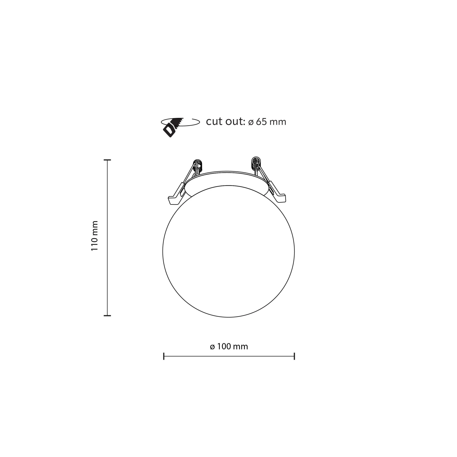 Wall light 1xG9 – round, black and white, recessed