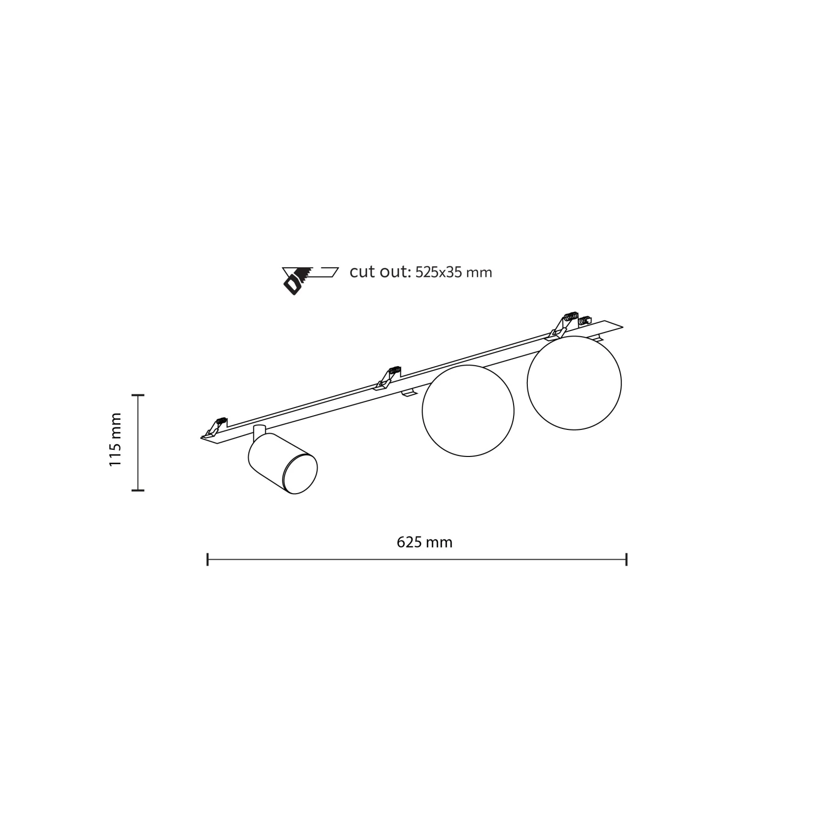 Ceiling light 3xGU10/G9 – linear, black and white, 57 cm