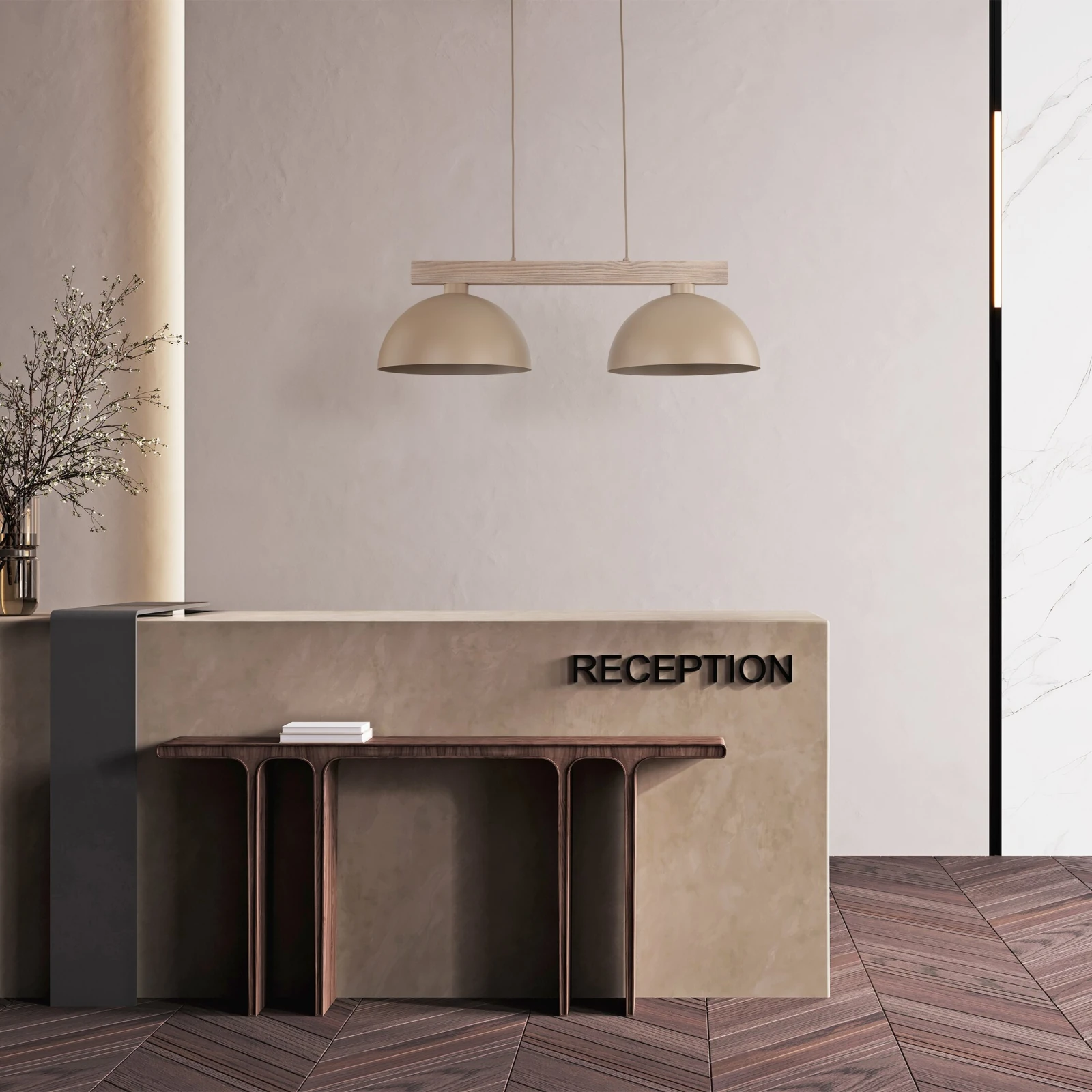 Pakabinamas šviestuvas OSLO, 2 E27 gaubtai, smėlio spalvos