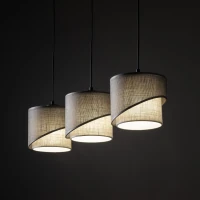Pendant light – 3 E27 shades, black, linen-look layers - Image 3