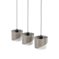 Pendant light – 3 E27 shades, black, linen-look layers - Image 5