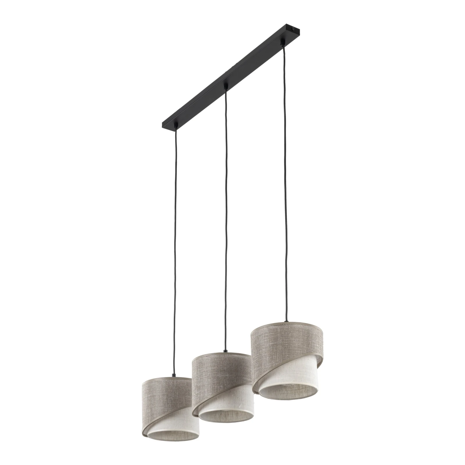 Pendant light – 3 E27 shades, black, linen-look layers