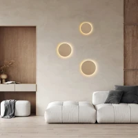 Wall light 30 cm – G9 round disc, beige finish - Image 3