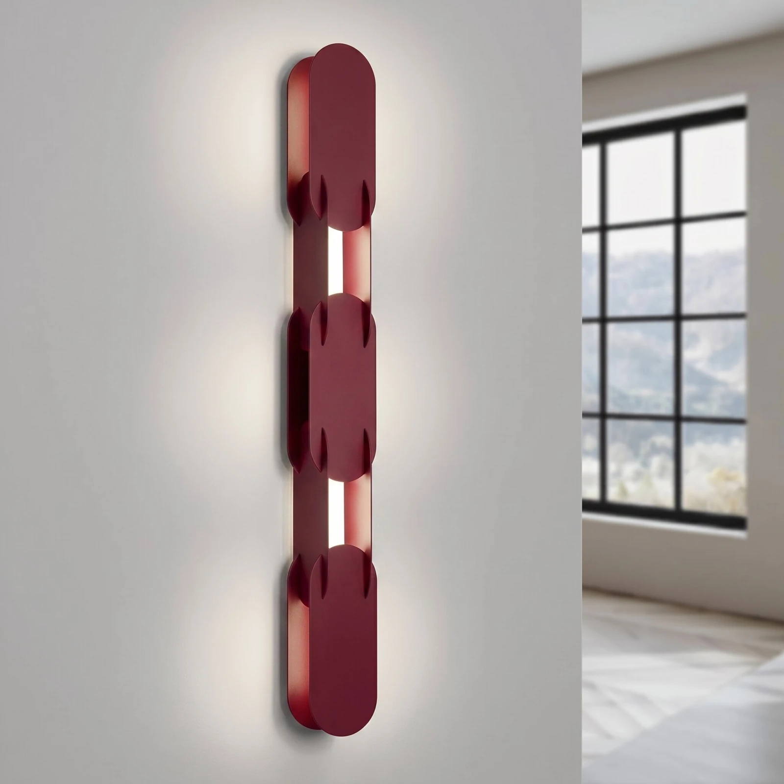 Wall lamp 91 cm – linear, burgundy, DALI dimmable