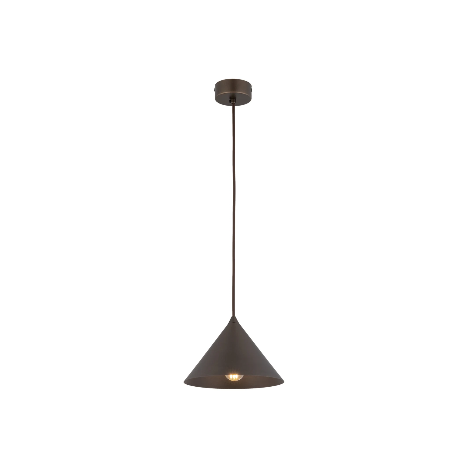 Pendant light 15 W – conical, brown, compact