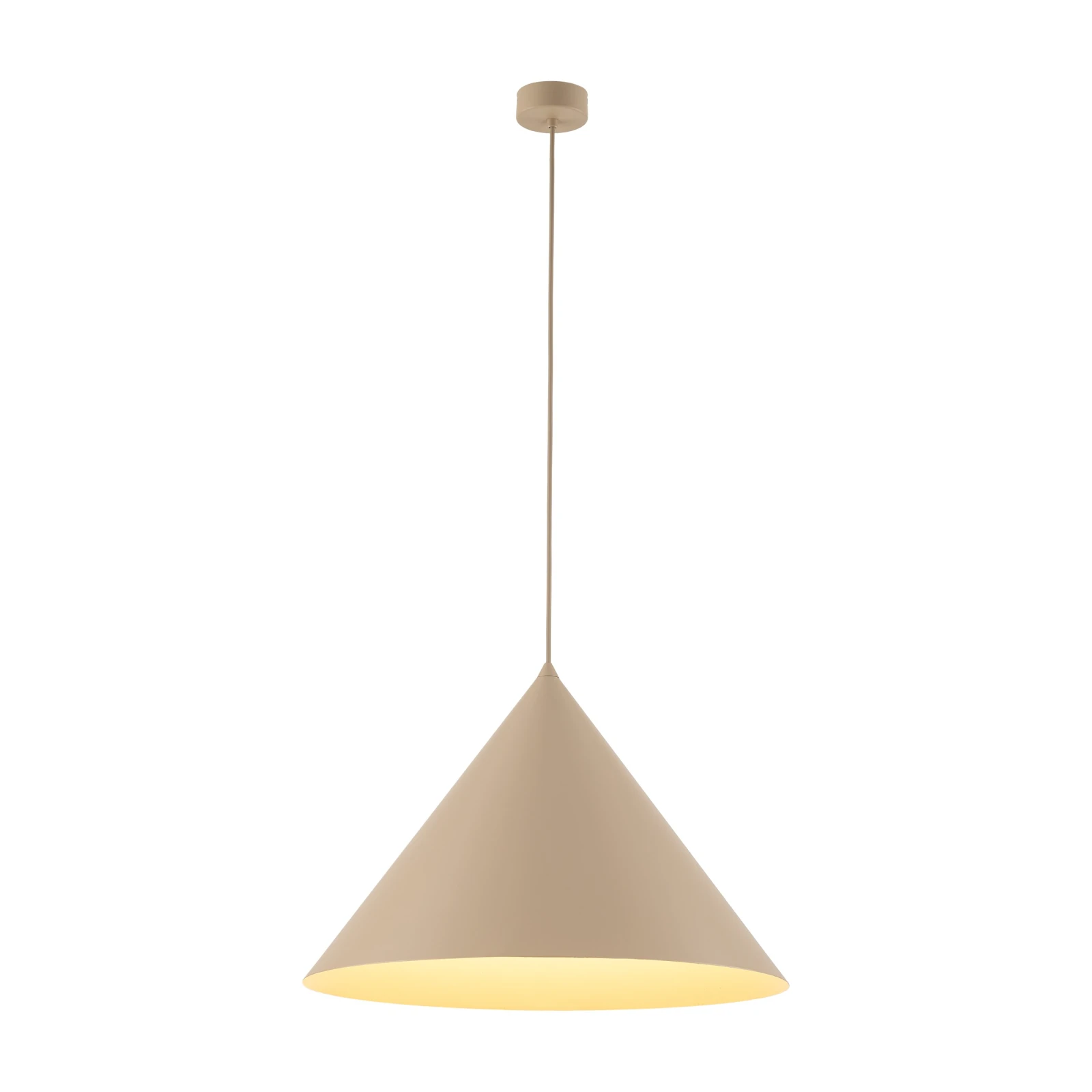 Pendant light XL – cone shape, beige, E27