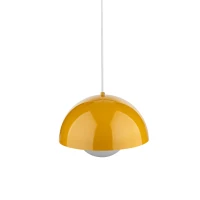 Pendant light 15 W – ocher and white, glass lower shade - Image 3
