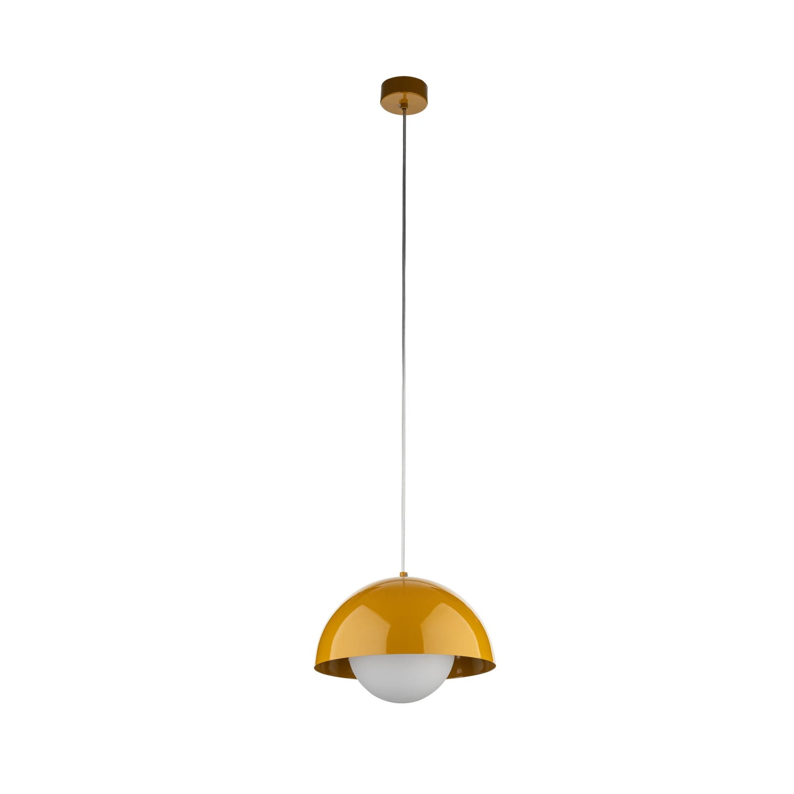 Pendant light 15 W – ocher and white, glass lower shade