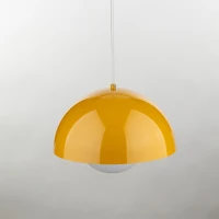 Pendant light 15 W – ocher and white, glass lower shade - Image 4