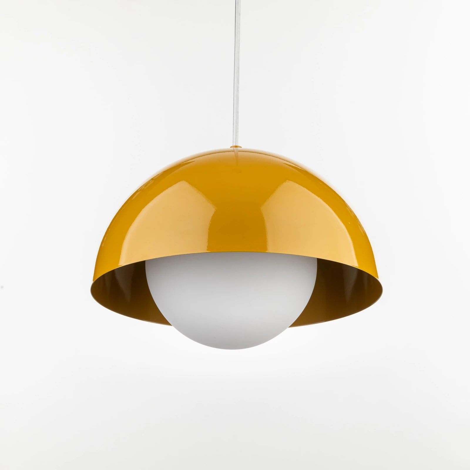 Pendant light 15 W – ocher and white, glass lower shade