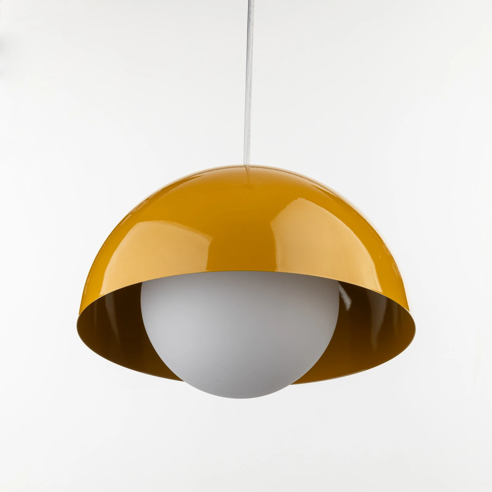 Pendant light 15 W – ocher and white, glass lower shade