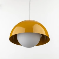 Pendant light 15 W – ocher and white, glass lower shade - Image 7