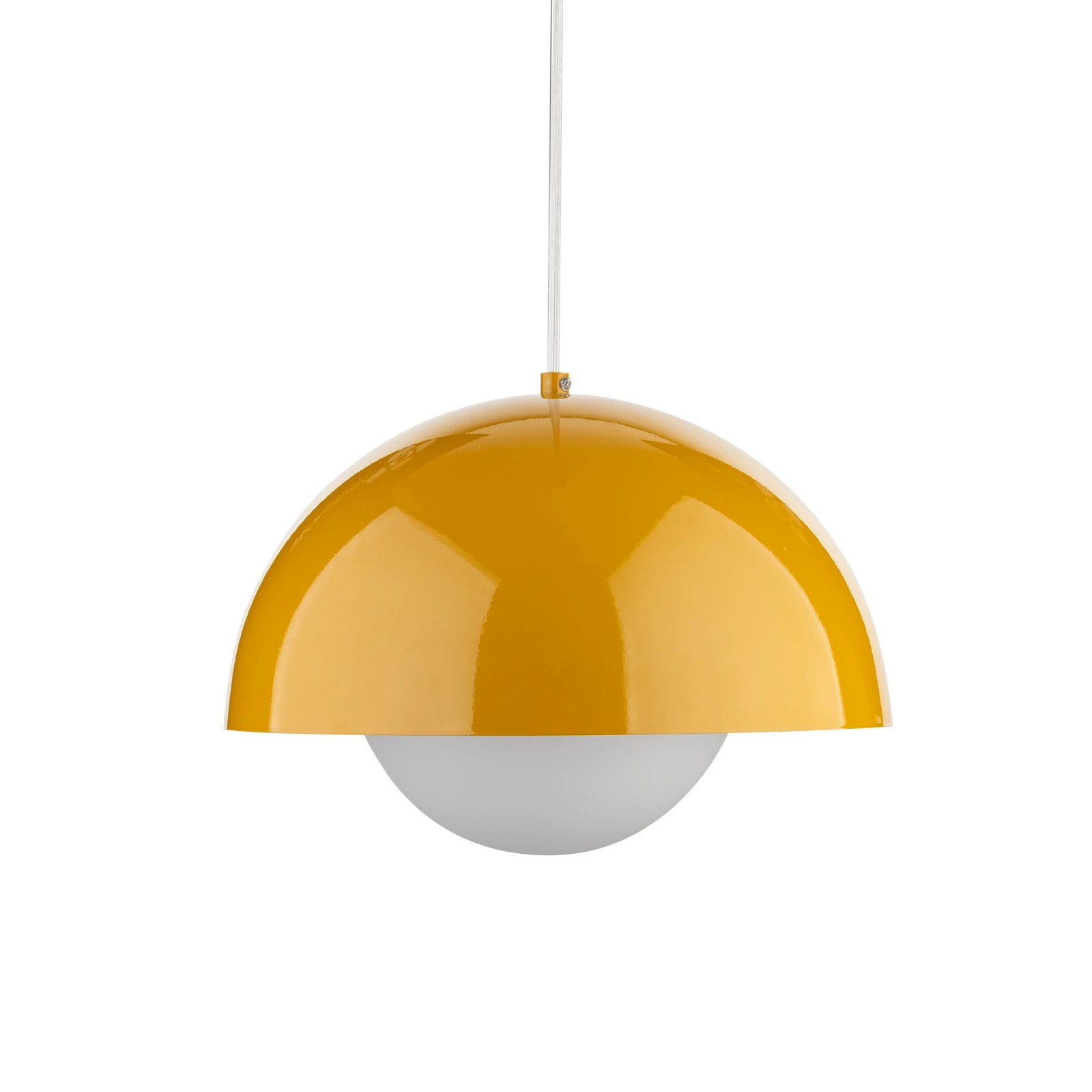 Pendant light 15 W – ocher and white, glass lower shade