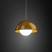 Pendant light 15 W – ocher and white, glass lower shade - Image 1