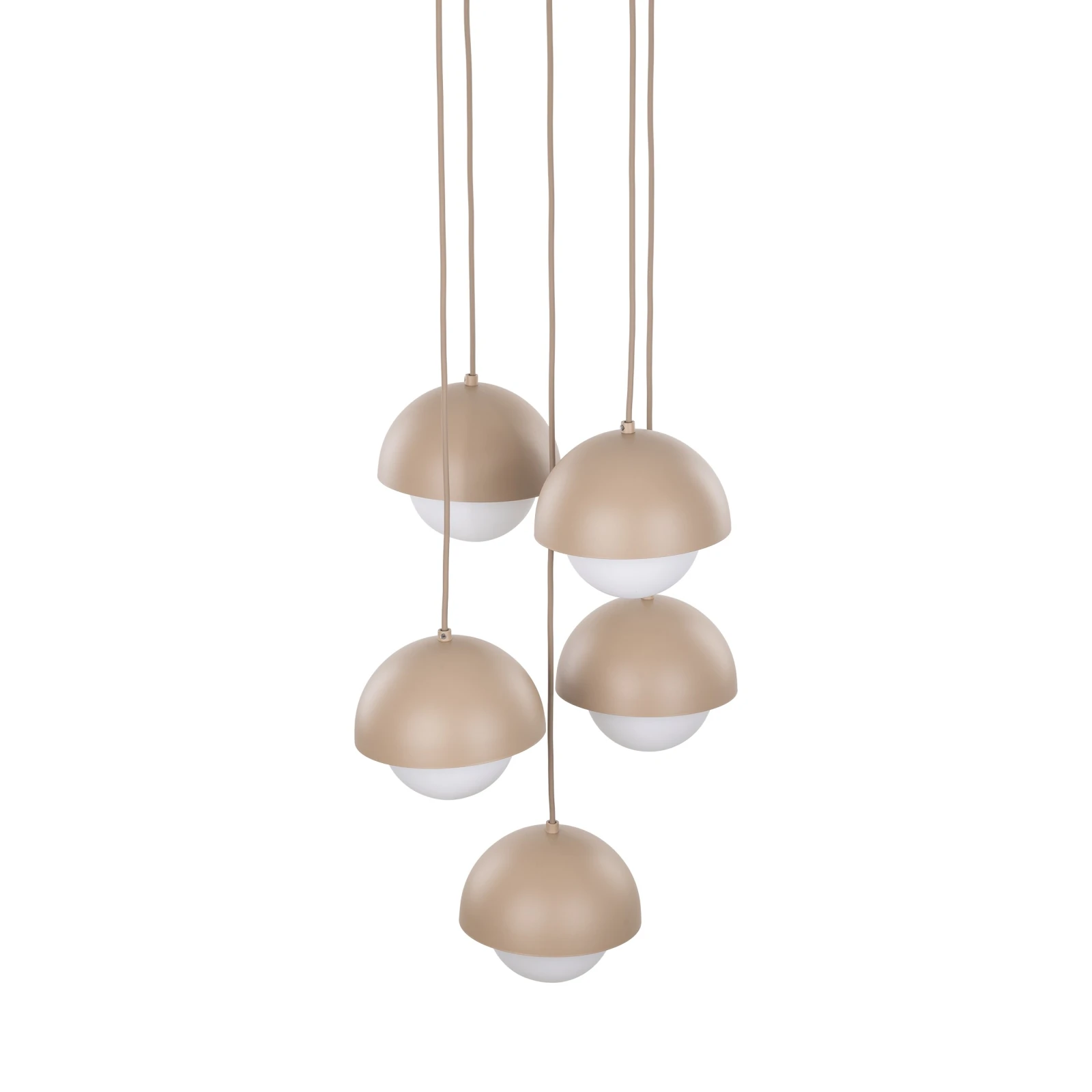 Pendant light 5xG9 – beige, milky glass details