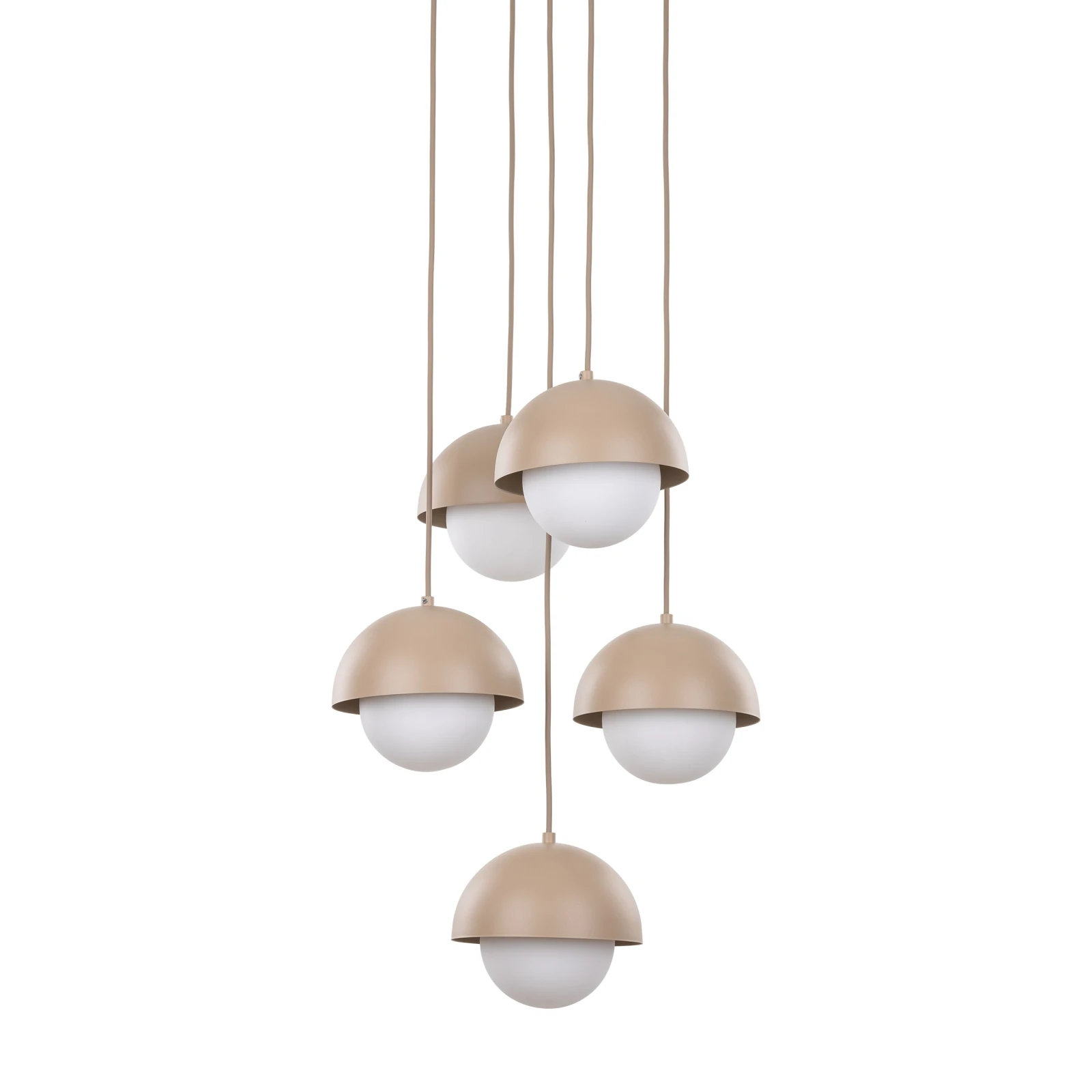 Pendant light 5xG9 – beige, milky glass details