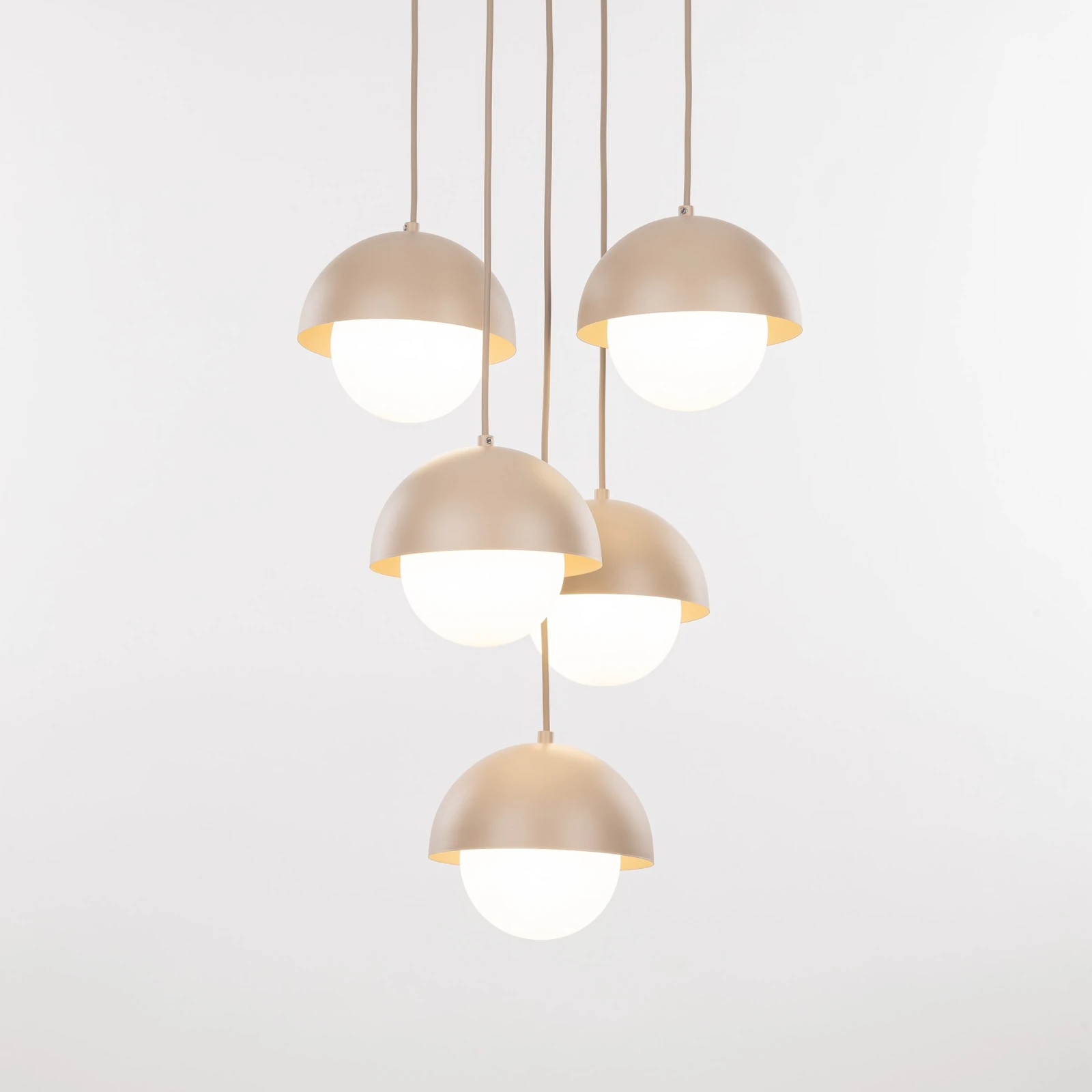 Pendant light 5xG9 – beige, milky glass details