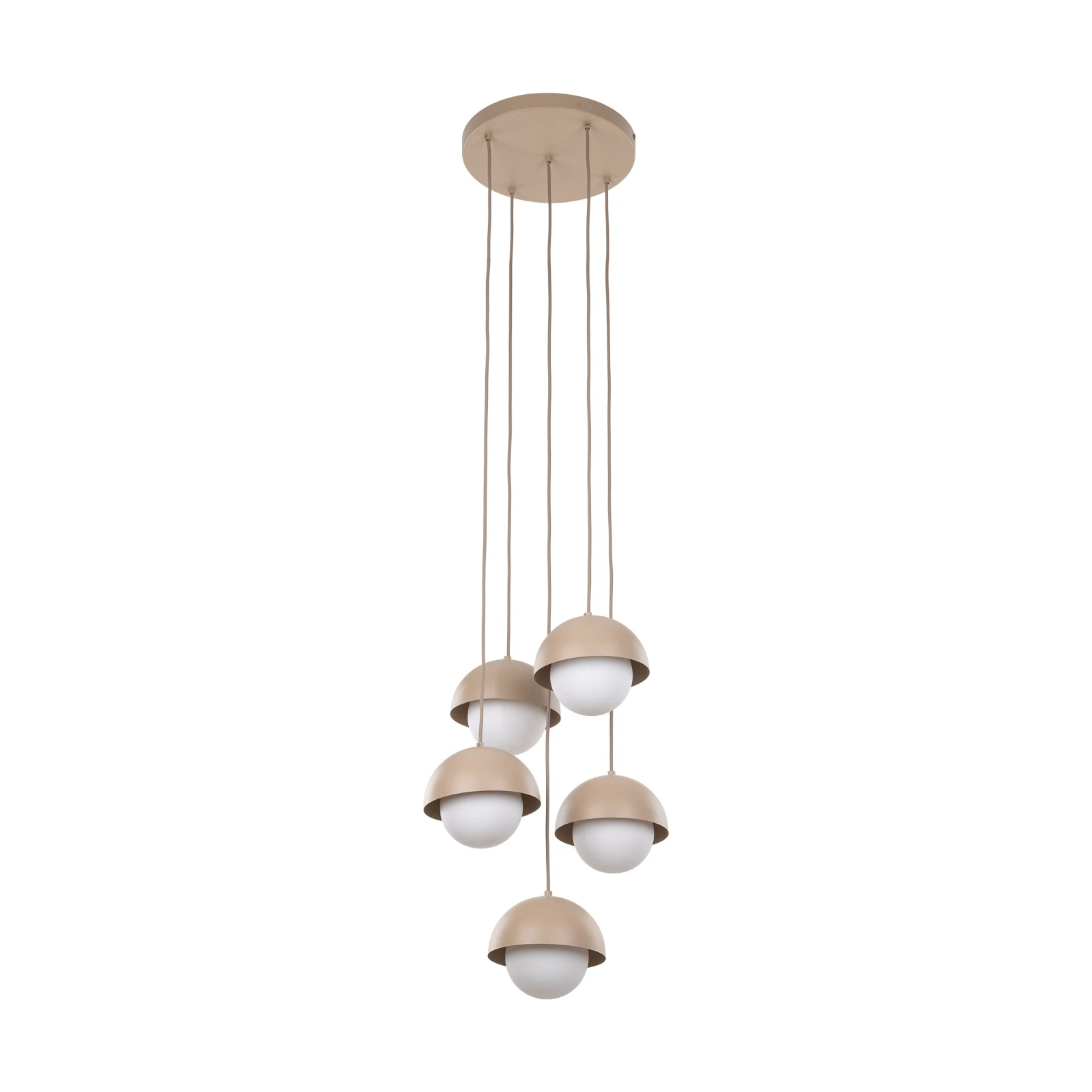 Pendant light 5xG9 – beige, milky glass details