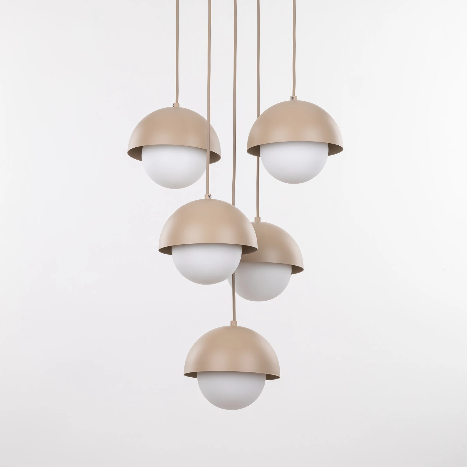 Pendant light 5xG9 – beige, milky glass details