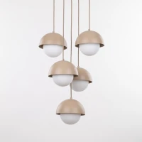 Pendant light 5xG9 – beige, milky glass details - Image 9