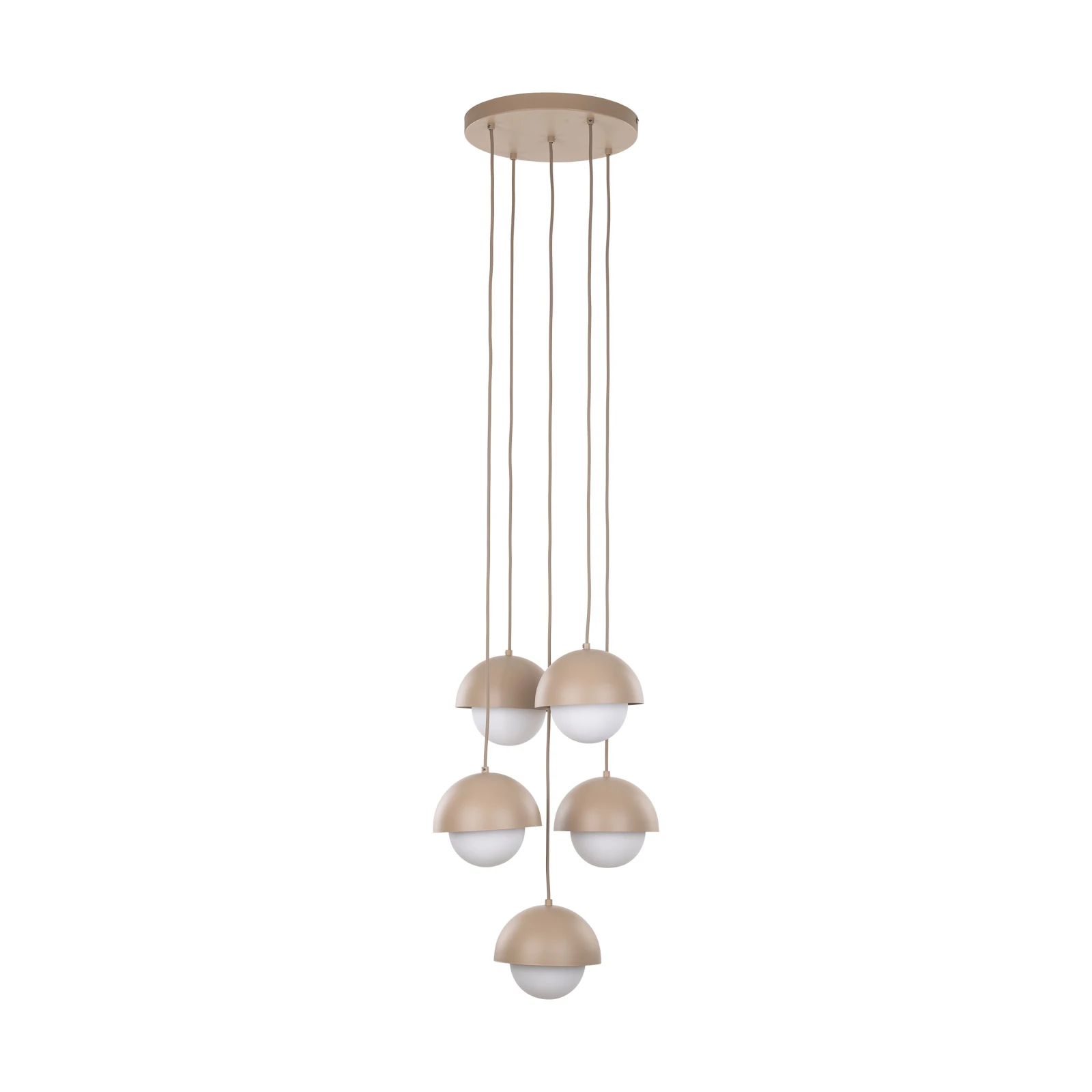Pendant light 5xG9 – beige, milky glass details