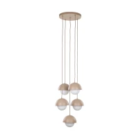 Pendant light 5xG9 – beige, milky glass details - Image 2