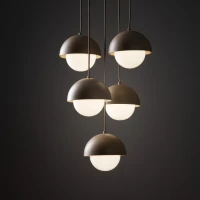 Pendant light 5xG9 – beige, milky glass details - Image 3