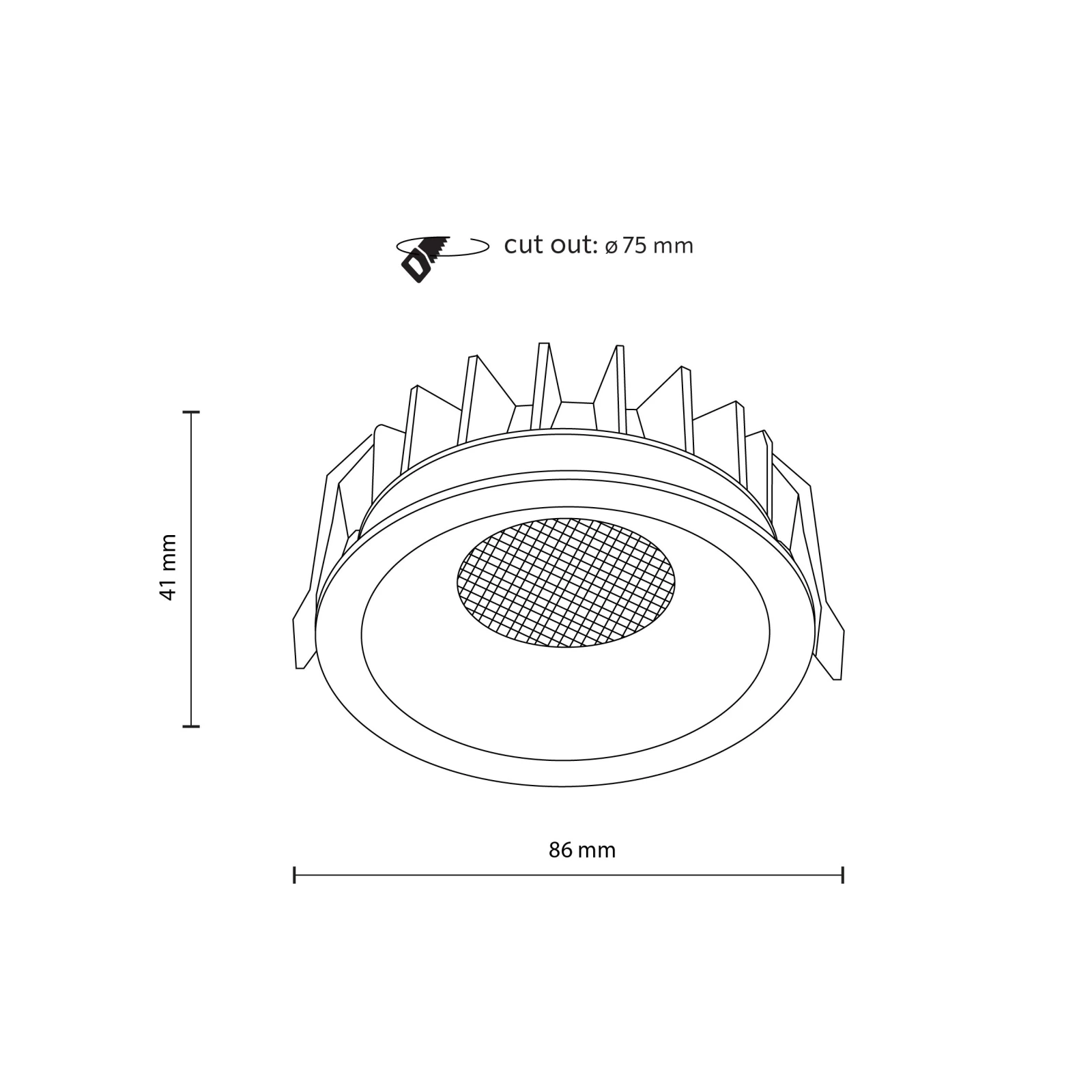 Recessed LED spotlight 12W – round, black, CCT