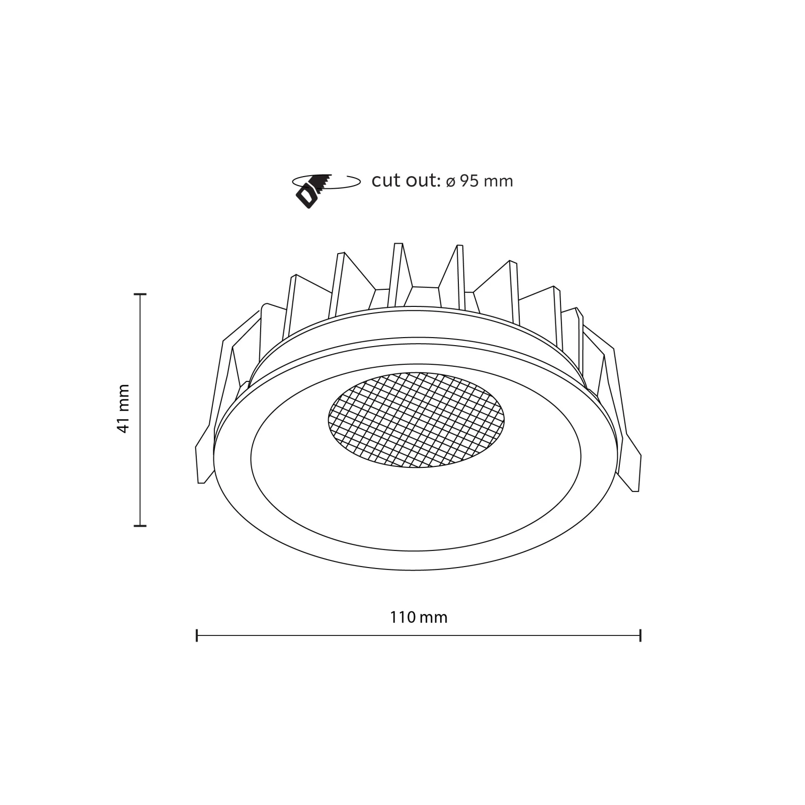 Recessed LED spotlight 18 W – round, black, CCT