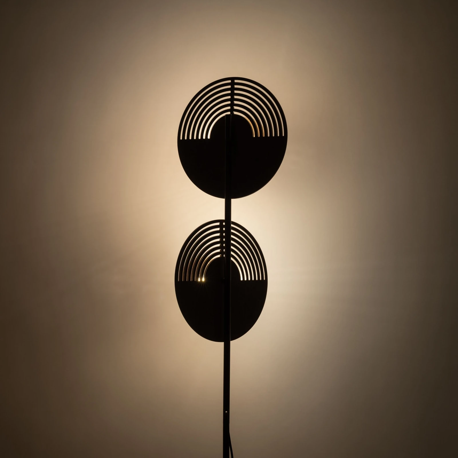 LUNAR WOOD 2 x 8 W floor lamp – natural wood, glass shades