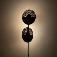 LUNAR WOOD 2 x 8 W floor lamp – natural wood, glass shades - Image 4