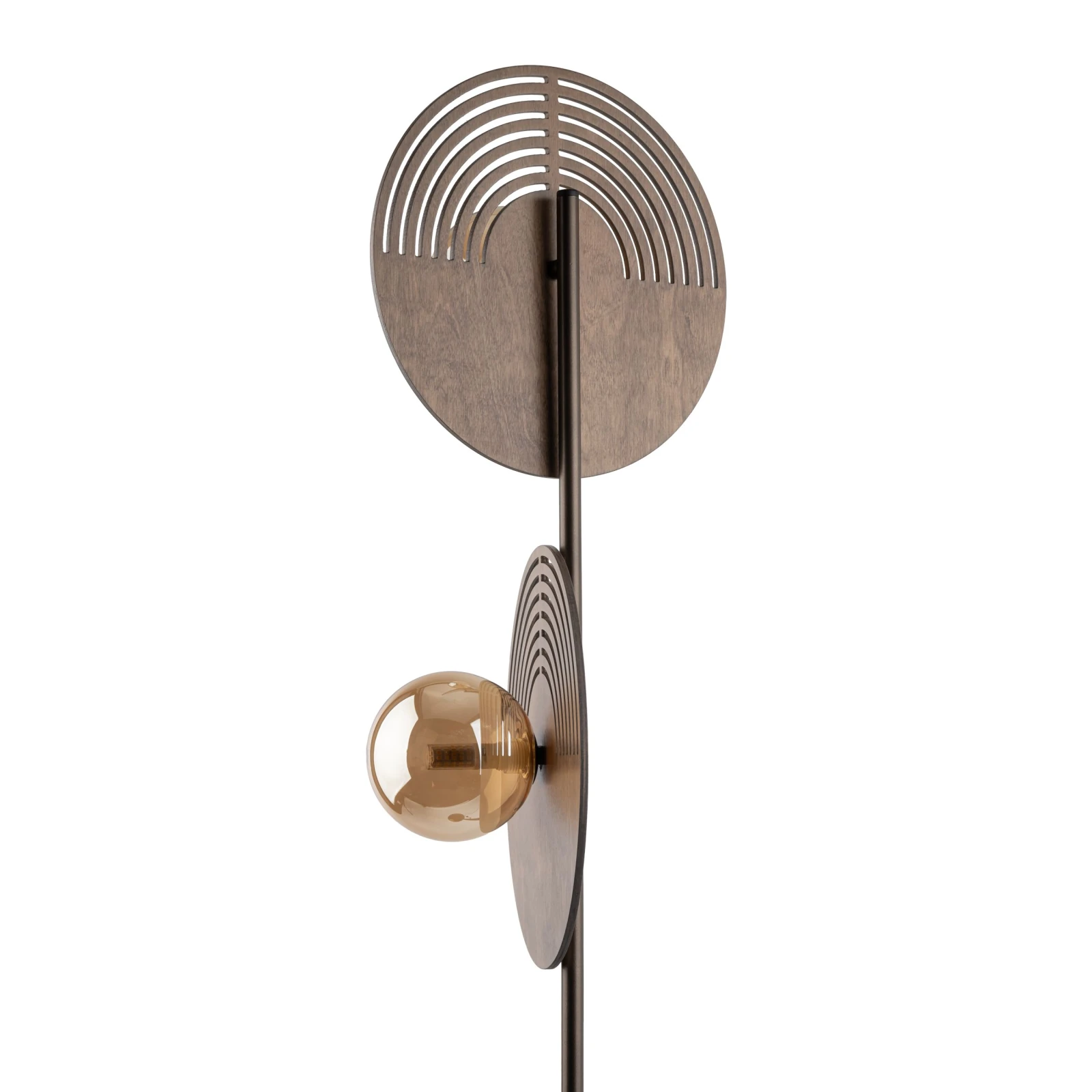 LUNAR WOOD 2 x 8 W floor lamp – natural wood, glass shades