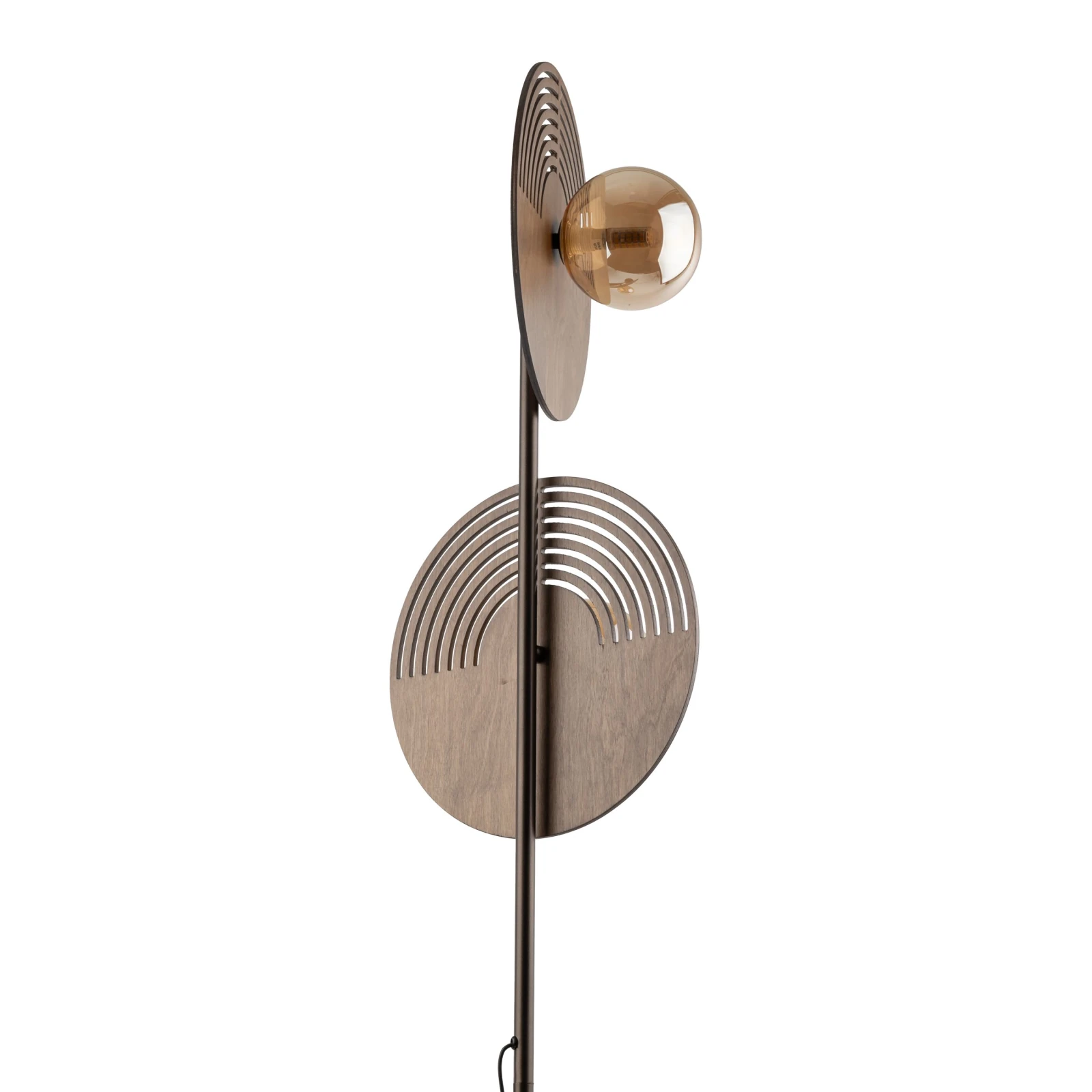 LUNAR WOOD 2 x 8 W floor lamp – natural wood, glass shades