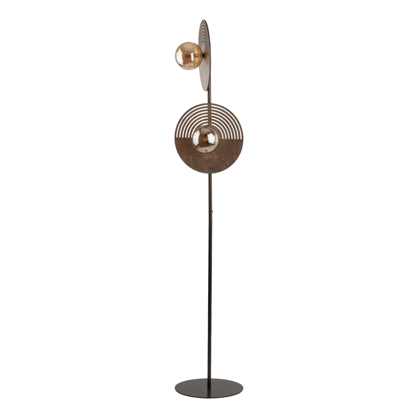 LUNAR WOOD 2 x 8 W floor lamp – natural wood, glass shades