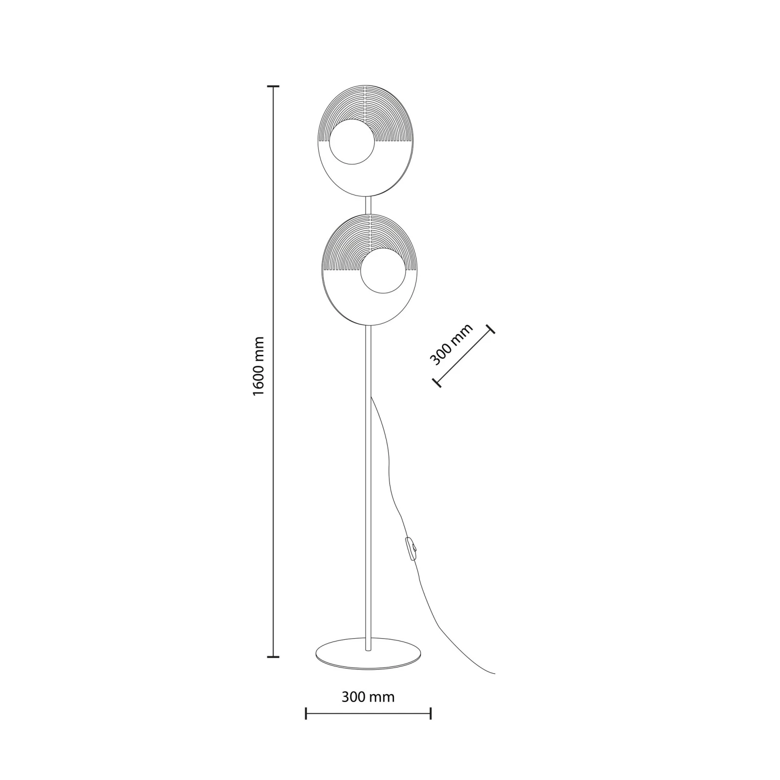 LUNAR WOOD 2 x 8 W floor lamp – natural wood, glass shades