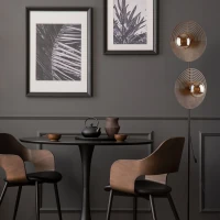 LUNAR WOOD 2 x 8 W floor lamp – natural wood, glass shades - Image 1