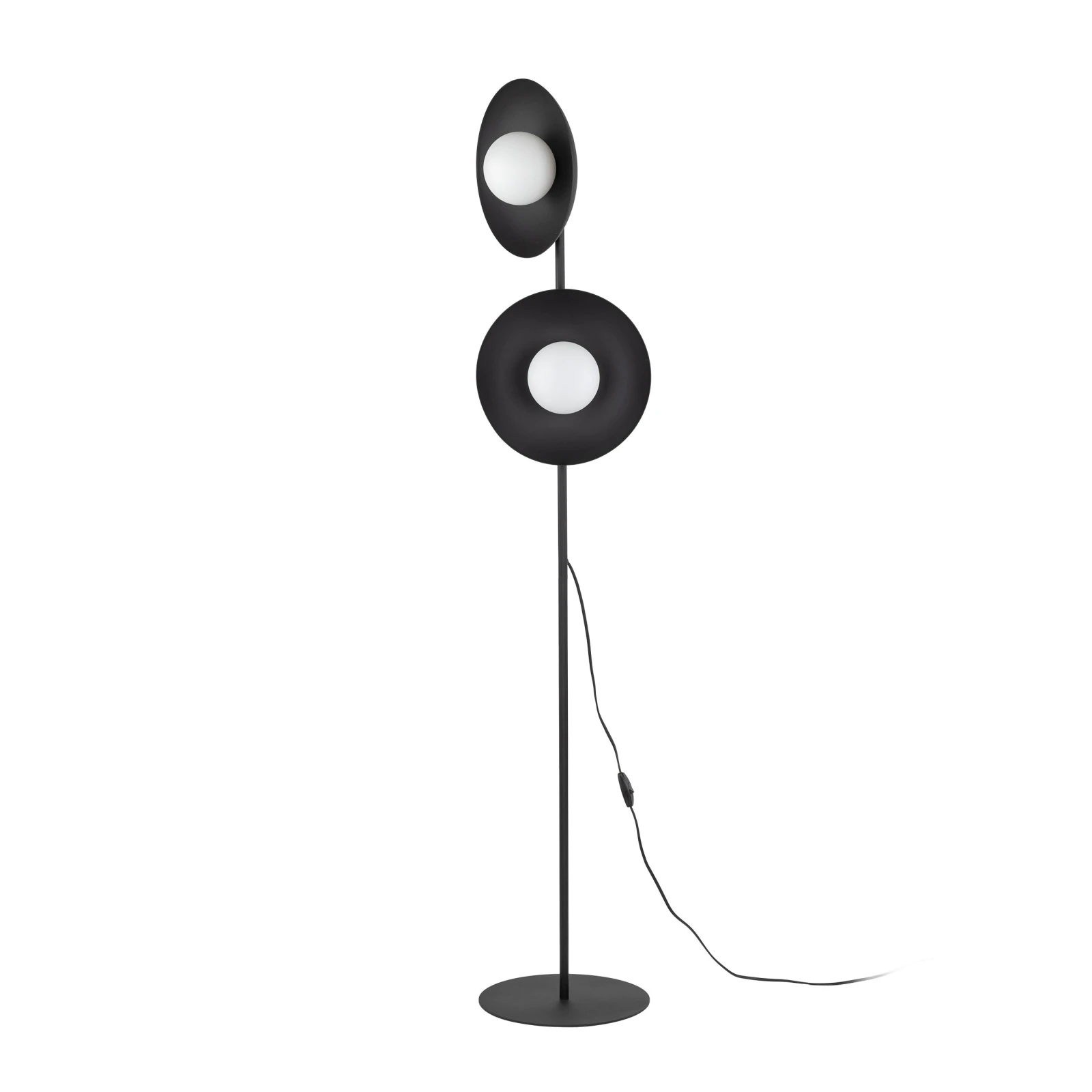 SLATE floor lamp 2xG9 – round, black, glass globes