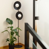 SLATE floor lamp 2xG9 – round, black, glass globes - Image 4