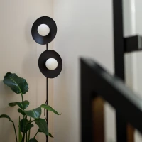 SLATE floor lamp 2xG9 – round, black, glass globes - Image 5